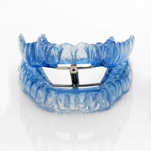 custom made mandibular advancement device for sleep apnoea, blue